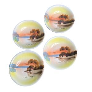 Vintage Set of 4 Art Deco Nippon Hand Painted Dessert Bowls Japan Cottage